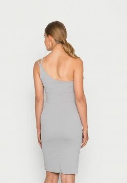 WAL G. VALENCIACUT OUT ONE SHOULDER MIDI DRESS - Shift Dress - Pearl Grey -WAL G. Sales Store ccb29fff13504b2d801714fcf852bdec