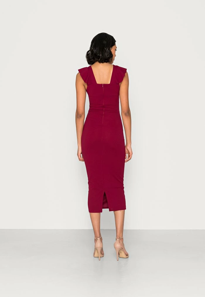 BROOKE FRILL MIDI DRESS - Shift dress - berry wine WAL G. BROOKE FRILL MIDI DRESS - Shift Dress - Berry Wine -WAL G. Sales Store cd9be32471444f4facb9cae89e8a43b3