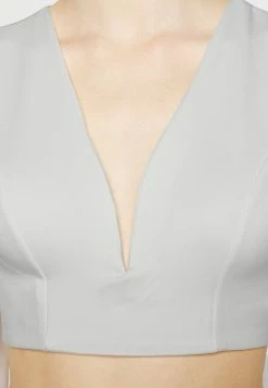 WAL G. WGXZL WEDDING - BESSIE MESH SLEEVE V NECK CROP TOP - Blouse - White -WAL G. Sales Store cf29421d99df447d997402eafa11c11d