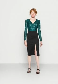 WAL G. LU SEQUIN MIDI DRESS - Shift Dress - Emarald/black