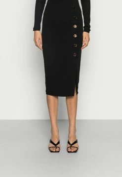 WAL G. TORTOISE BUTTON SKIRT - Pencil Skirt - Black