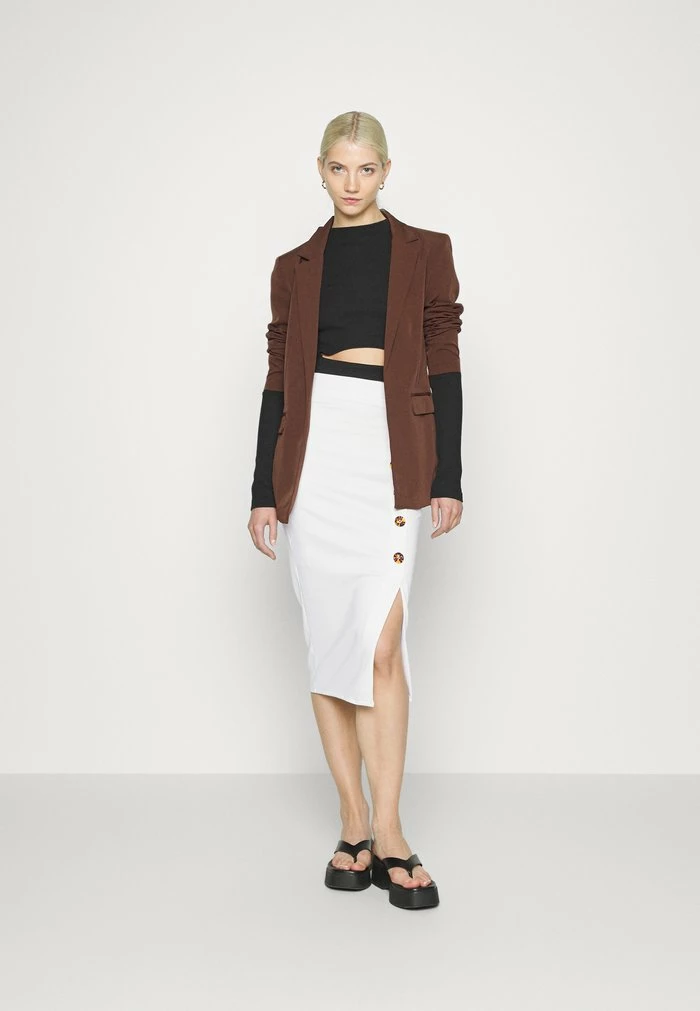 TORTOISE BUTTON SKIRT - Pencil skirt - white WAL G. TORTOISE BUTTON SKIRT - Pencil Skirt - White -WAL G. Sales Store d83bb8c8dc924986b1c1f9739f1d25f6