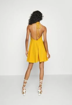 WAL G. ZOEY HALTER WRAP SKATER DRESS - Cocktail Dress / Party Dress - Dark Yellow -WAL G. Sales Store d88e7e5ae1ce47698f5234f5f8b60618