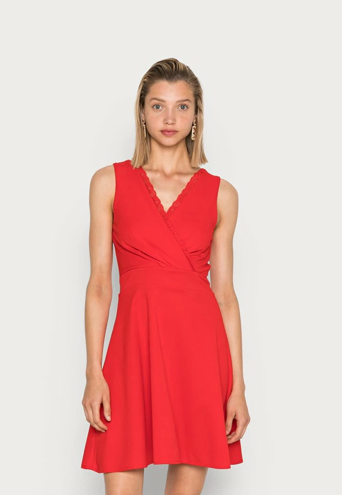 VERA V NECK SCALLOP DETAIL SKATER DRESS - Cocktail dress / Party dress - red WAL G. VERA V NECK SCALLOP DETAIL SKATER DRESS - Cocktail Dress / Party Dress - Red -WAL G. Sales Store d9af1c5413db485f8fc3cd6f4f24025a