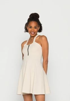 WAL G. LILLIACROSS FRONT ZIP SKATER DRESS - Cocktail Dress / Party Dress - Beige
