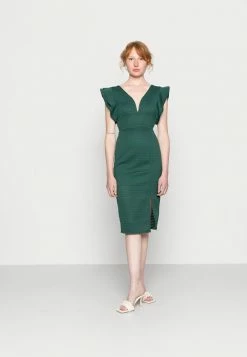 WAL G. JESSY PERFORATED MIDI DRESS - Shift Dress - Forest Green