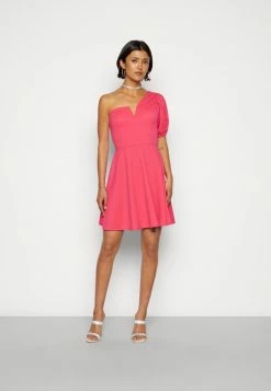 WAL G. ZALORA ONE SLEEVE SKATER DRESS - Jersey Dress - Dark Fushia
