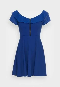 WAL G. IDRIS OFF THE SHOULDER ZIP FRONT SKATER DRESS - Cocktail Dress / Party Dress - Electric Blue -WAL G. Sales Store de1cdaa3f4f945edb3bd53e7f5a9c23c