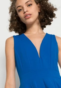 WAL G. EVA V NECK PLEATED MIDI DRESS - Cocktail Dress / Party Dress - Royal Blue -WAL G. Sales Store e0d79ed35fc5415794e3cbaec162d26b