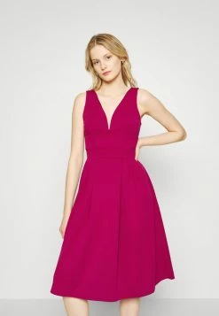 WAL G. ADDISON V NECK MIDI DRESS - Jersey Dress - Magenta