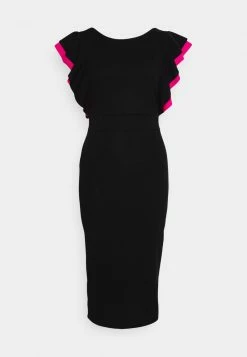 WAL G. KELLY RUFFLE SLEEVE MIDI DRESS - Cocktail Dress / Party Dress - Black/dark Fushia 3 WAL G. KELLY RUFFLE SLEEVE MIDI DRESS - Cocktail Dress / Party Dress - Black/dark Fushia -WAL G. Sales Store e2f2a6ccf978446596ab17b953331026