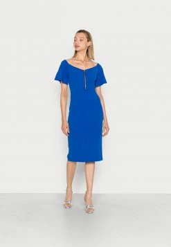 WAL G. ELDAR OFF THE SHOULDER ZIP FRONT MIDI DRESS - Shift Dress - Electric Blue