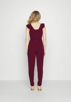 WAL G. LEAH RUFFLE V NECK JUMPSUIT - Jumpsuit - Berry Wine -WAL G. Sales Store e5e0dccbb5234304b1e55eb685a3447a