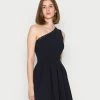 WAL G. VANYA ONE SHOULDER SKATER DRESS - Cocktail Dress / Party Dress - Navy Blue