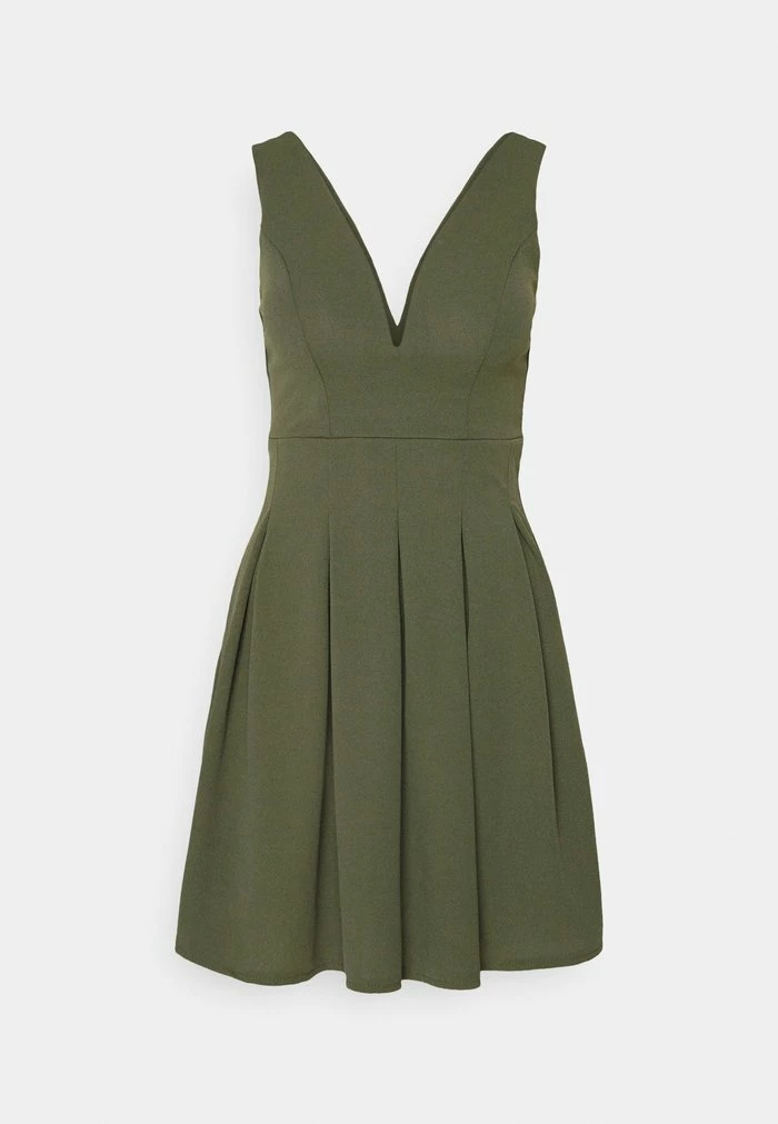 PLAIN V NECK SKATER - Day dress - olive green WAL G. PLAIN V NECK SKATER - Day Dress - Olive Green -WAL G. Sales Store e684cccfbc8c468b9ace6d2cbae84e00