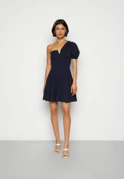 WAL G. ZALORA ONE SLEEVE SKATER DRESS - Jersey Dress - Navy Blue