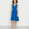 WAL G. EVA V NECK PLEATED MIDI DRESS - Cocktail Dress / Party Dress - Royal Blue