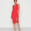 WAL G. V NECK MIDI DRESS - Shift Dress - Red
