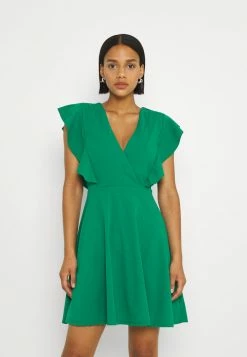WAL G. LAUREN FRILL SLEEVE SKATER DRESS - Jersey Dress - Leaf Green