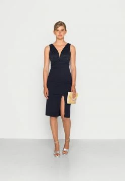 WAL G. V NECK MIDI DRESS - Shift Dress - Navy Blue -WAL G. Sales Store ee62402188bc47b58b1895d17f2186ec
