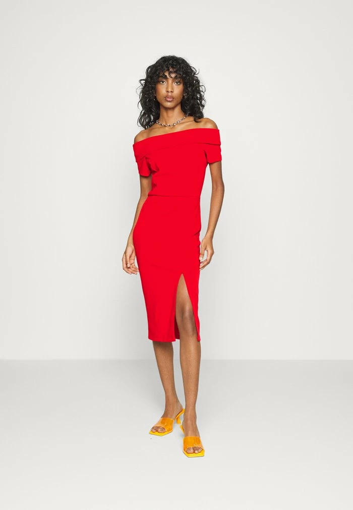 LOVE OFF THE SHOULDER MIDI DRESS - Shift dress - red WAL G. LOVE OFF THE SHOULDER MIDI DRESS - Shift Dress - Red -WAL G. Sales Store f50e5174e01e4c3d9d5f3c9e828dedfe