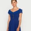 WAL G. IDRIS OFF THE SHOULDER ZIP FRONT SKATER DRESS - Cocktail Dress / Party Dress - Electric Blue