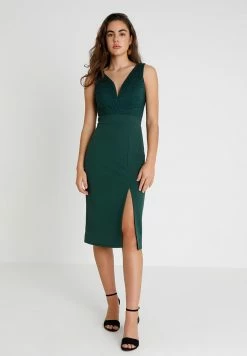 WAL G. V NECK MIDI DRESS - Shift Dress - Green