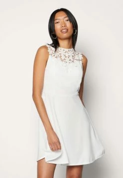 WAL G. ACCESSORIE NECK SKATER DRESS - Cocktail Dress / Party Dress - White -WAL G. Sales Store fbac3cceb82e4643b95e5672d1f663fb