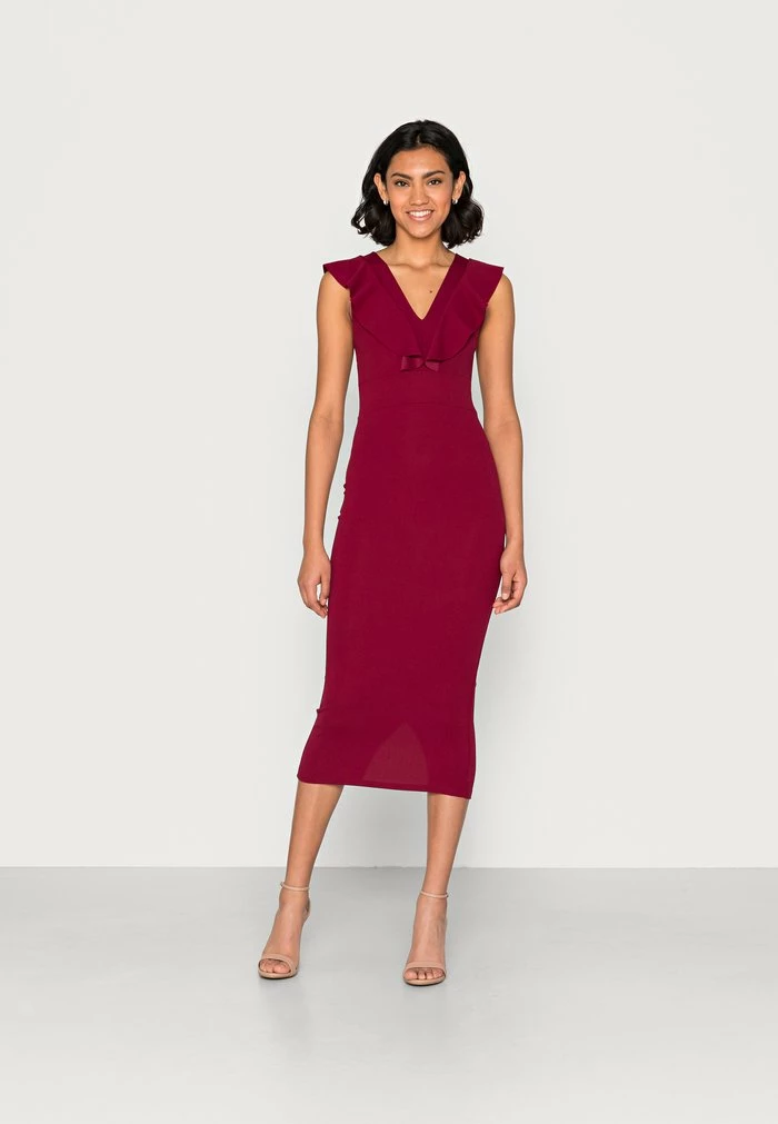BROOKE FRILL MIDI DRESS - Shift dress - berry wine WAL G. BROOKE FRILL MIDI DRESS - Shift Dress - Berry Wine -WAL G. Sales Store fc05a8328d094688ae001a47de27dfe7