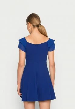 WAL G. IDRIS OFF THE SHOULDER ZIP FRONT SKATER DRESS - Cocktail Dress / Party Dress - Electric Blue -WAL G. Sales Store fe242af3b18b4b53a36fb0428039e0c3