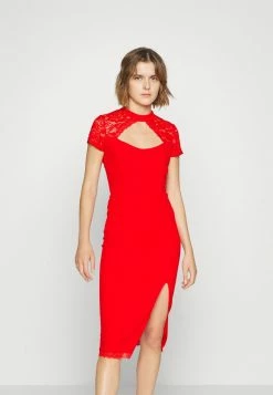 WAL G. LATIFA DETAIL MIDI DRESS - Cocktail Dress / Party Dress - Red -WAL G. Sales Store fe6ff88d176a461eb863c77ddd1efdca